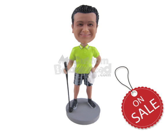 Custom Bobblehead Attractive Golfer Dude Wearing T-Shirt And Shorts And Posing With Golf Club - Sports & Hobbies Golfing Personalized Bobblehead & Cake Topper Custom Bobblehead Attractive Golfer Dude Wearing T-Shirt And Shorts And Posing With Golf Club - Sports & Hobbies Golfing Personalized Bobblehead & Cake Topper